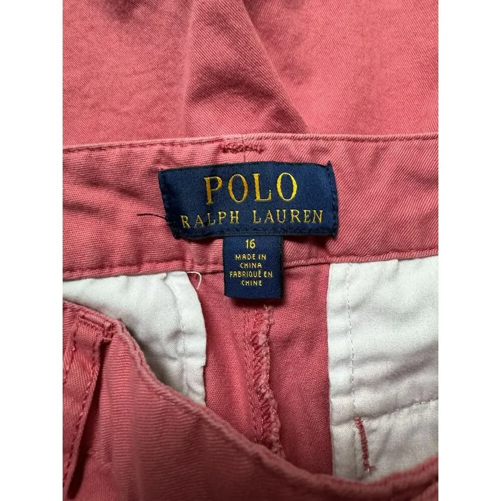 POLO RALPH LAUREN Stretch Classic Fit 9” Seam Chino Shorts Pink Boy Youth 16 XL - Picture 6 of 9
